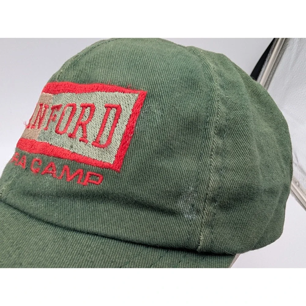 Vintage Stanford Sierra Camp Snapback Hat Green Made in USA Embroidered Cap